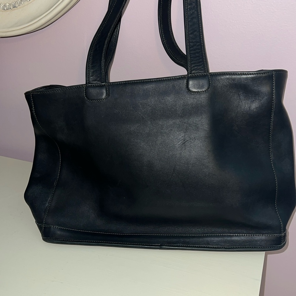 Vintage Leather Coach Bleeker Tote Black/brass L9B-9306